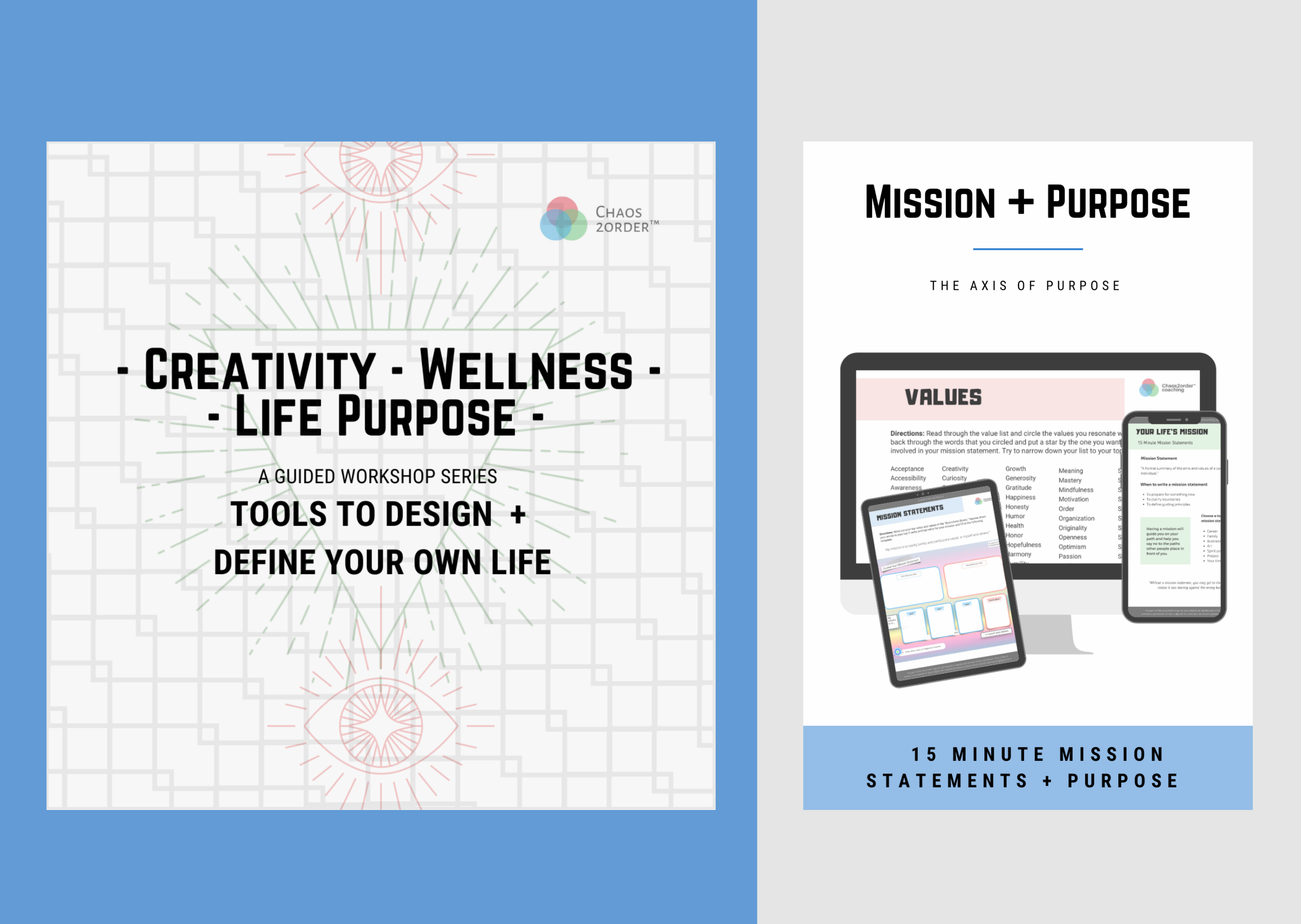 Creativity - Wellness - Life Purpose - Guided Workshop Series, 15 Mission Statements, The Axis of Purpose